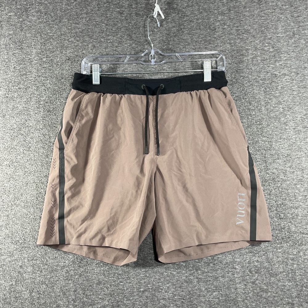 Vuori Domain Performance Shorts Mens Small Lined Lightweight Fossil Brown